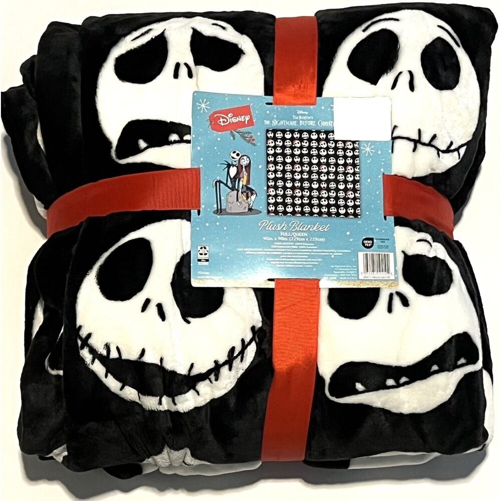 Jack Skellington Full Queen Fleece Bed Blanket 90” X 90” Christmas Santa Hat - Picture 7 of 12
